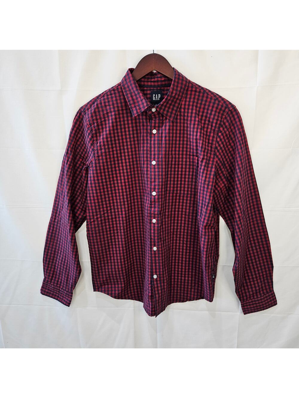 Gap Men's Shirt Button Up Long Sleeve Red Blue Size Large